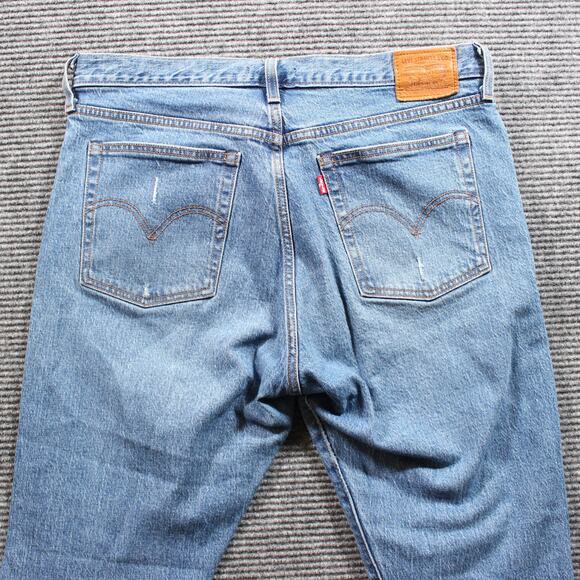 Levi's 501 Wedgie Jeans Women's 32x28 Blue High Rise Distressed - Picture 5 of 10